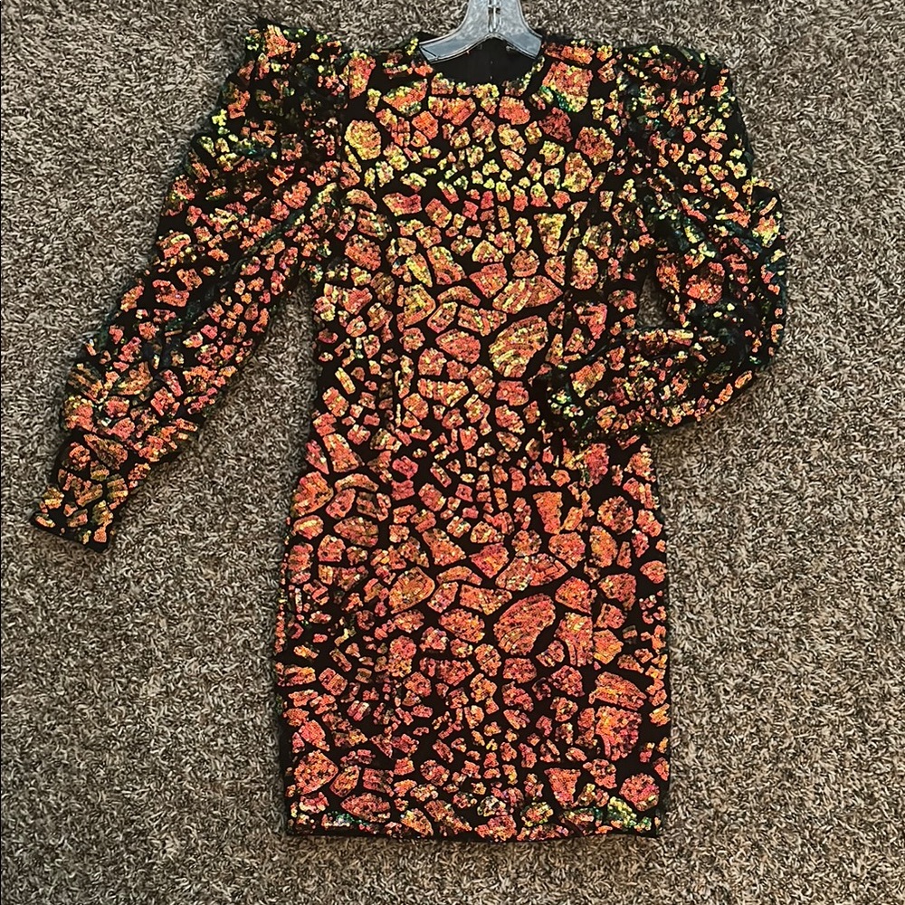 Elegant Mosaic Long Sleeve Dress